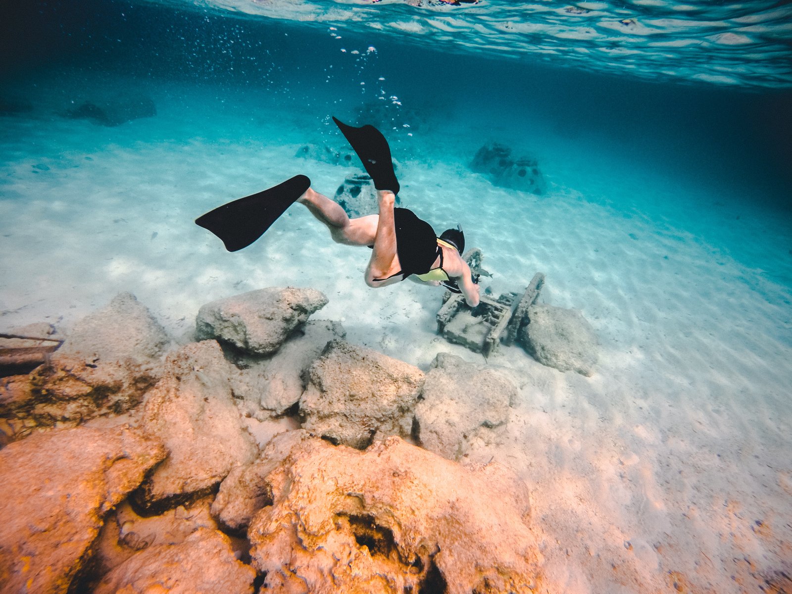 Free diver over a reef
